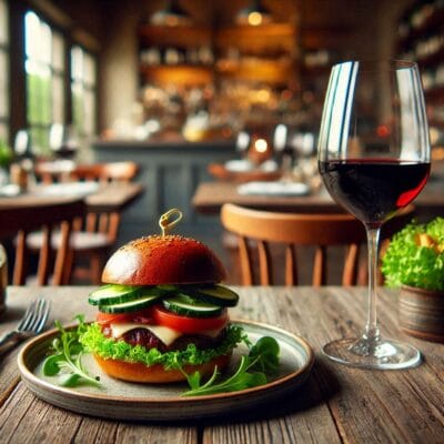 Vinho com hamburguer