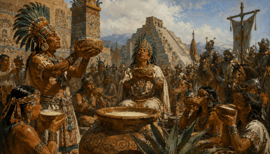 Pulque em cerimônia religiosa